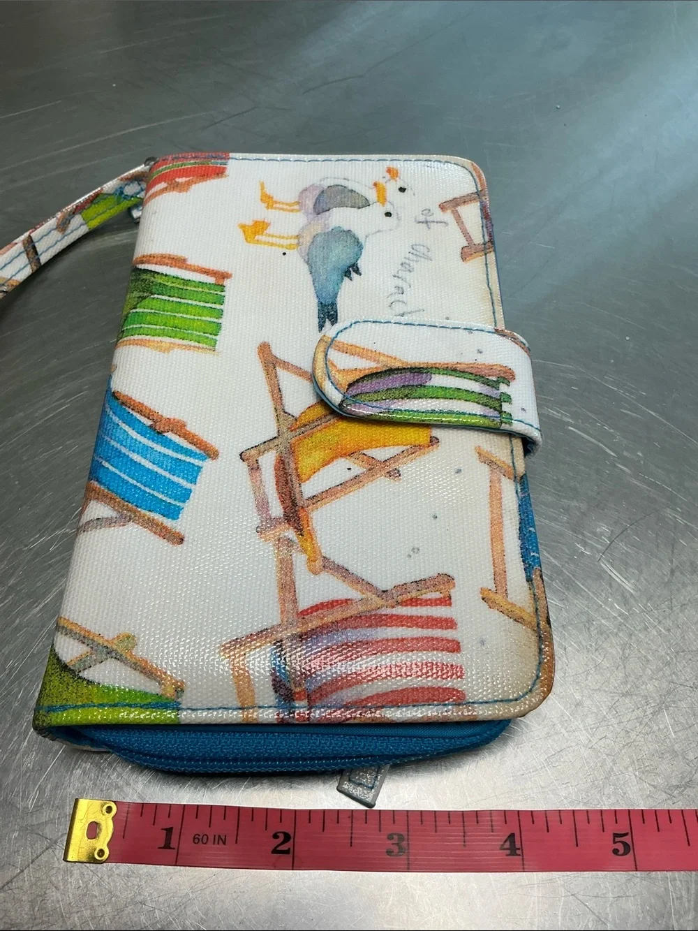 Kelly & Katie Oil Cloth seaside motif wallet/ wristlet.